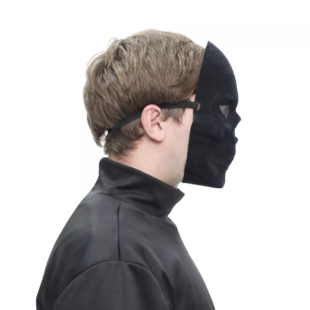 Black Velvet Skull Half Mask