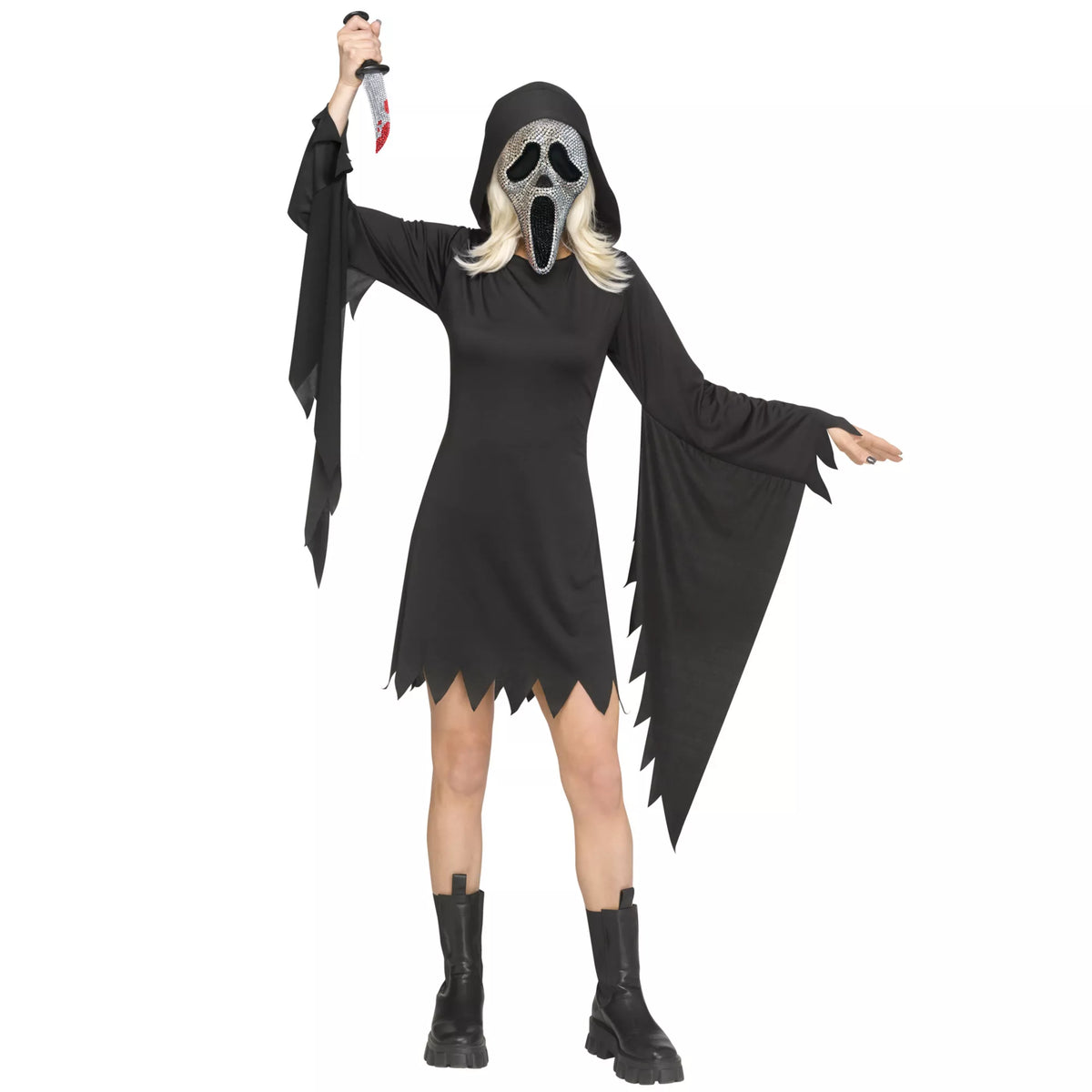Adult Bling Ghost Face Dress Costume