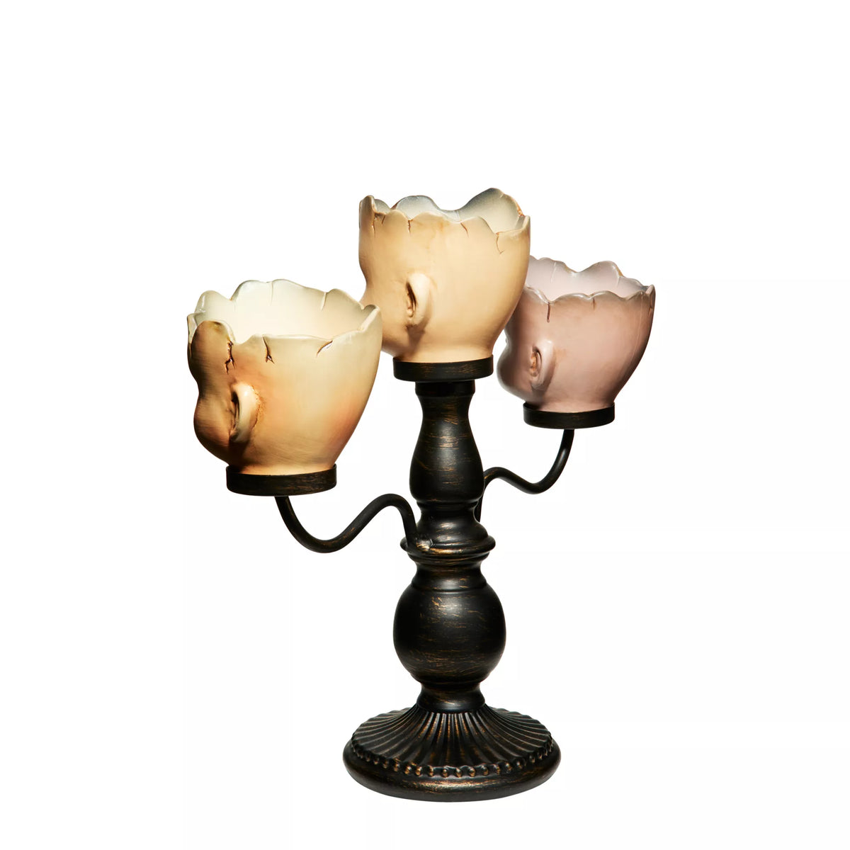Gothic Noir Doll Head Candelabra