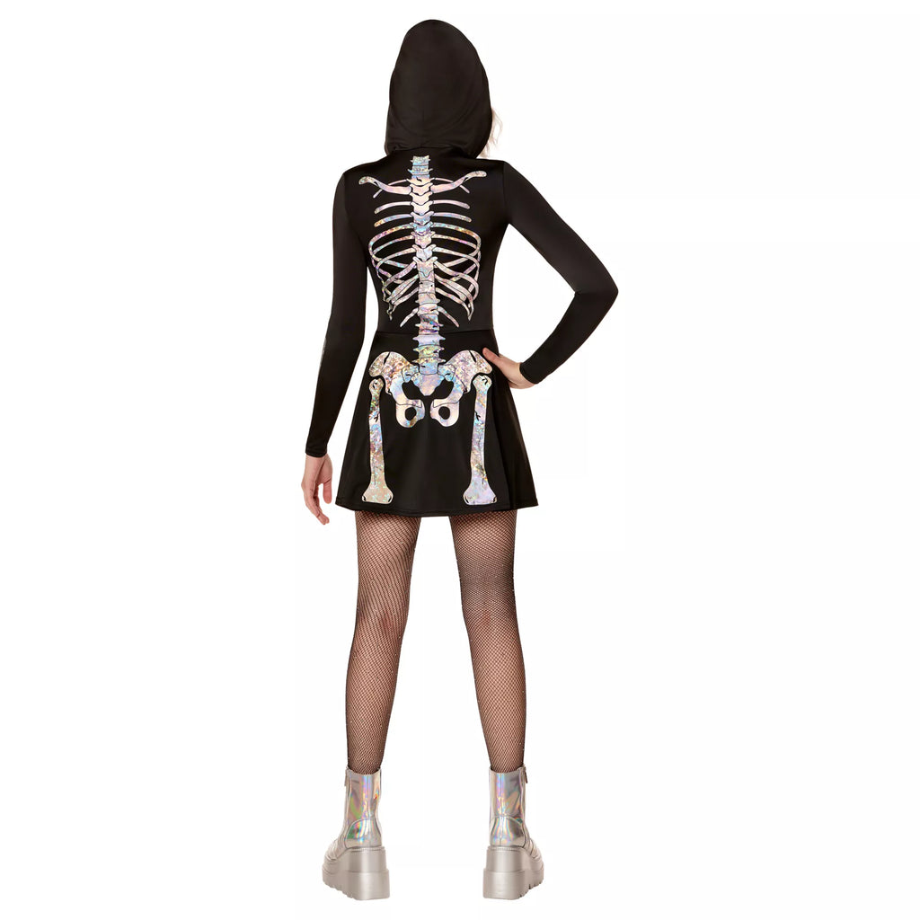 Adult Holographic Skeleton Hooded Dress