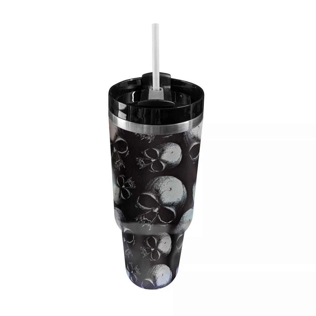 Skull Portable Travel Tumbler with Straw - 40 oz.