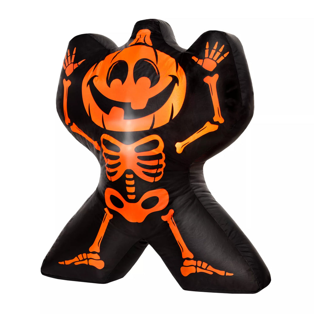 2 Ft Light-Up Jack-O-Lantern Skeleton Inflatable Decoration