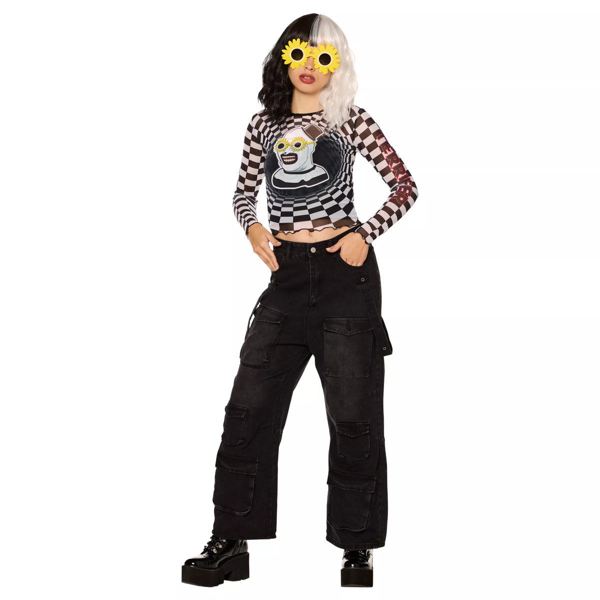 Adult Art the Clown Checkered Mesh Top - Terrifier