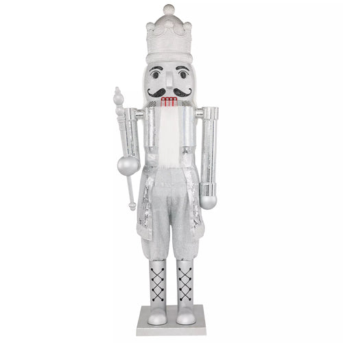 7 Ft Silver Bling Bluetooth Compatible Nutcracker Animatronic