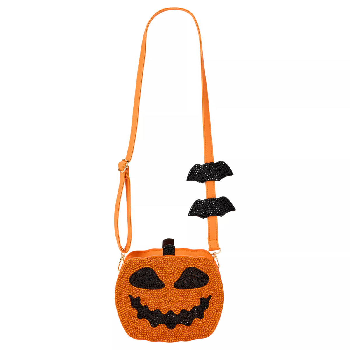 Rhinestone Jack-O'-Lantern Crossbody Bag