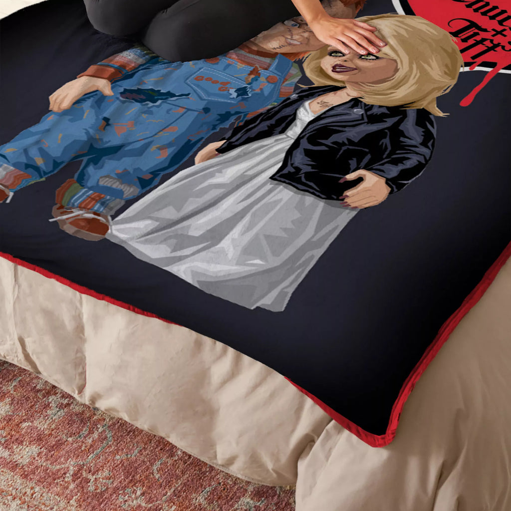 Chucky and Tiffany Love & Death Reversible Fleece Blanket - Bride of Chucky
