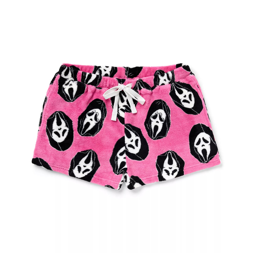 Pink Ghost Face Plush Lounge Shorts