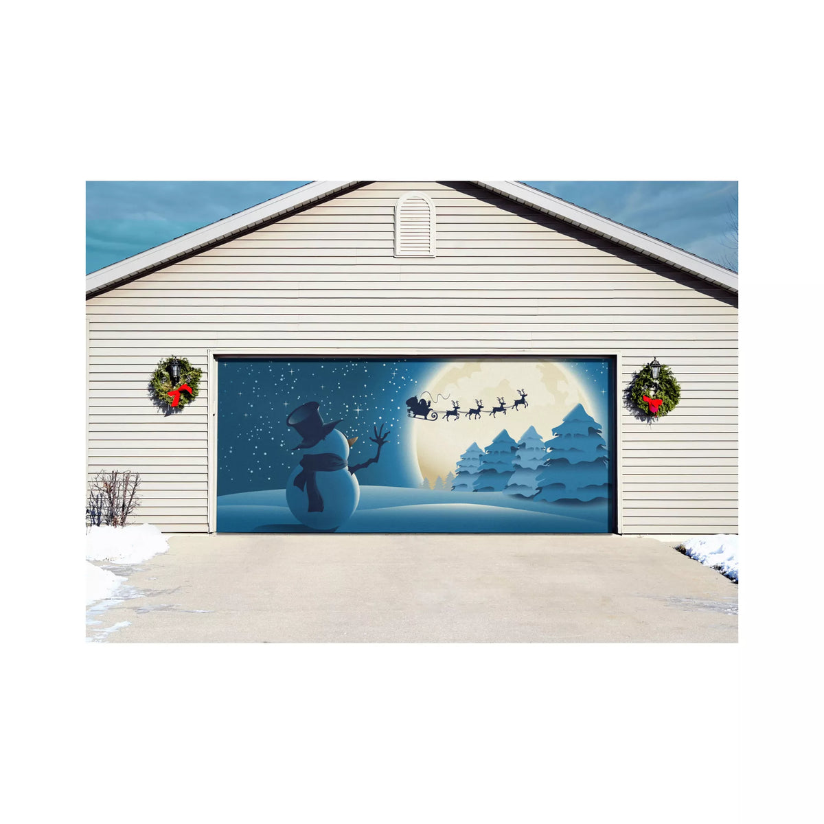 Snowman Garage Double Door Cover